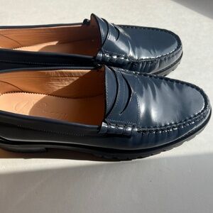 J.Crew Patent Leather Navy Chunky Penny Loafers | Size 8